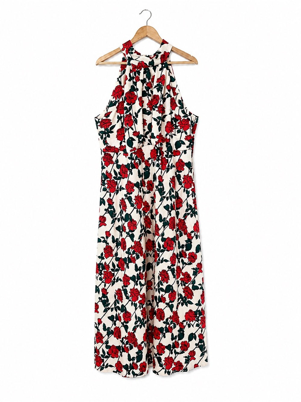 A New Day Red Rose Floral Halter Maxi Dress XXL NWT